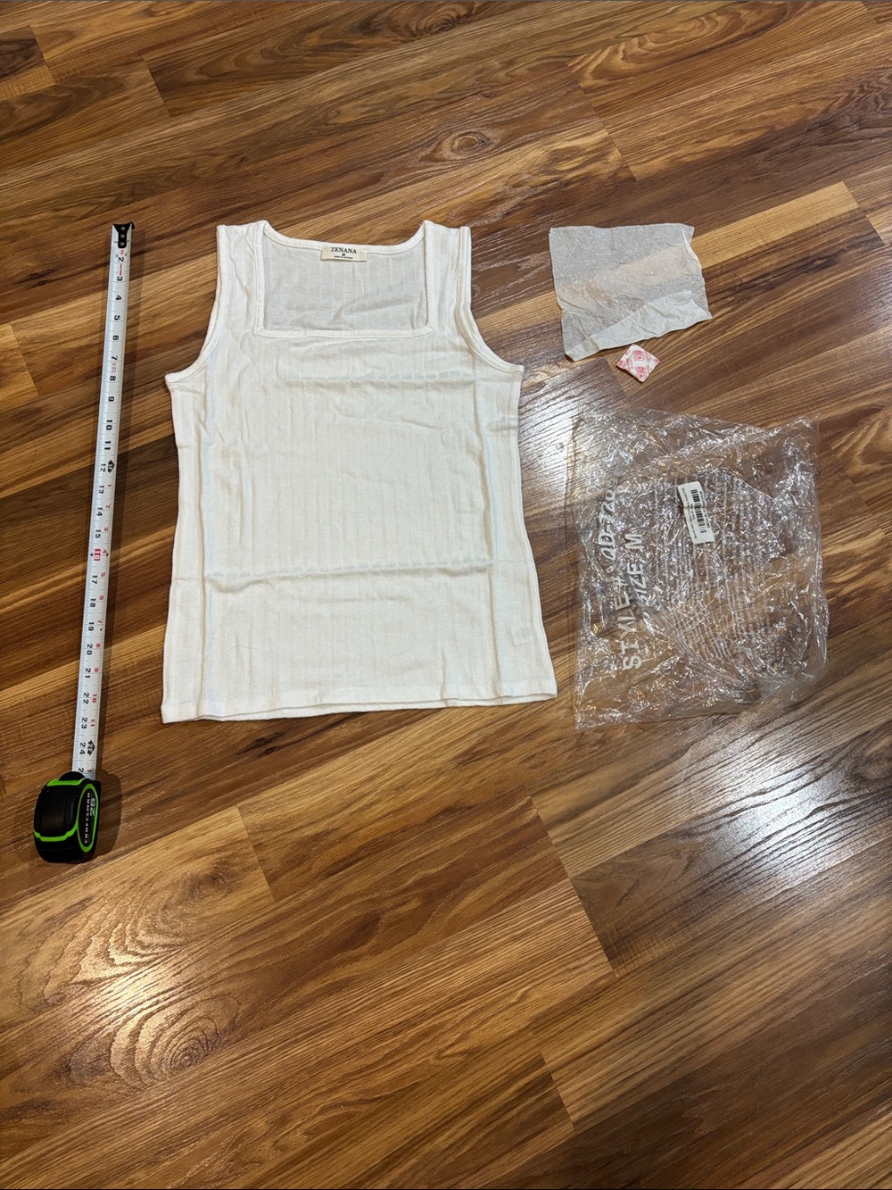 NWT Zenana Outfitters Ivory Ribbed Square Neck Tank Top Sz M